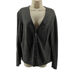 Vintage Donnkenny Cashmere V Neck Cardigan Gray Womens Medium